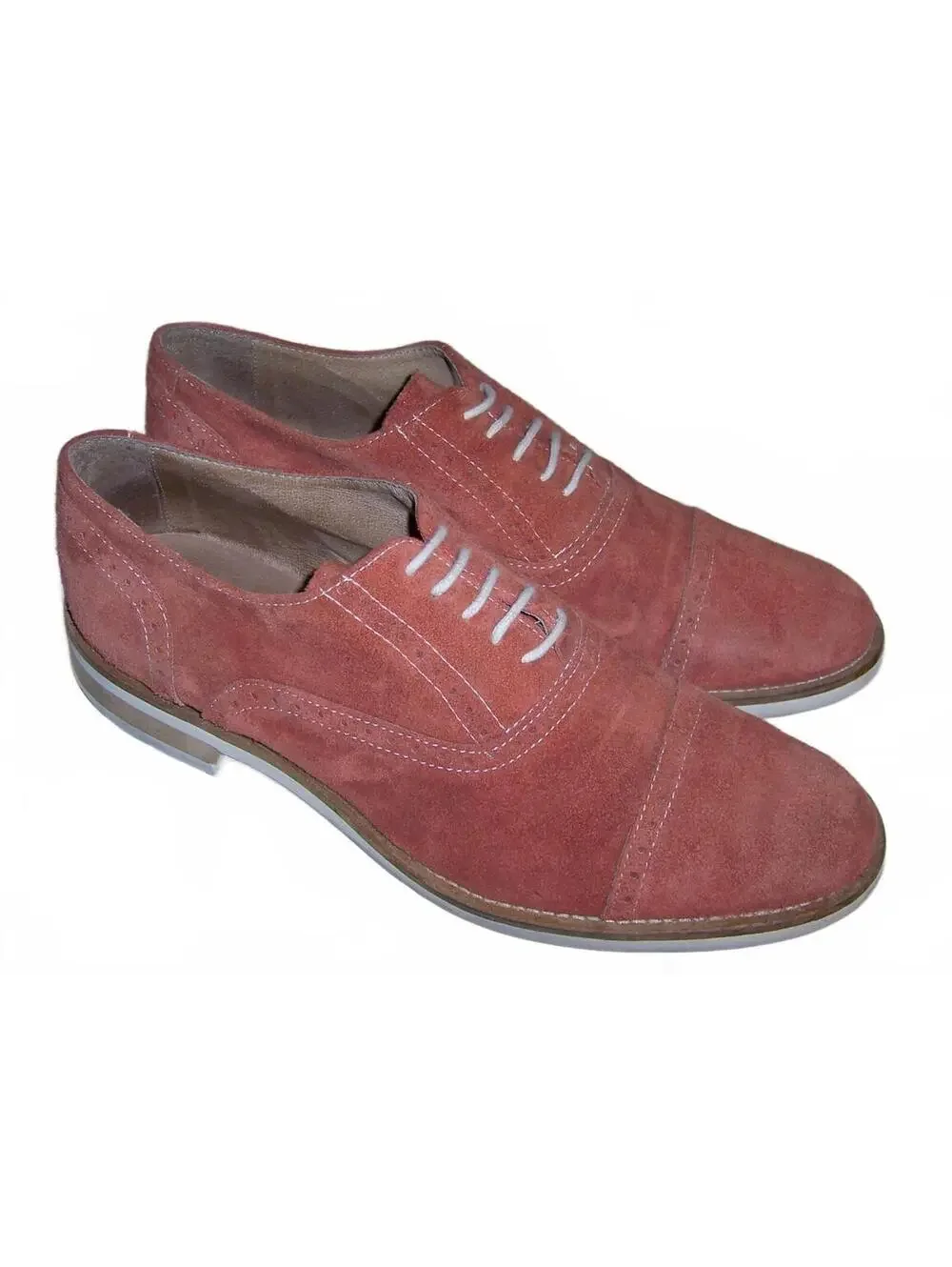 Bacco Bucci Mens Salmon Pink Suede Cap Toe Oxford Shoes 11.5